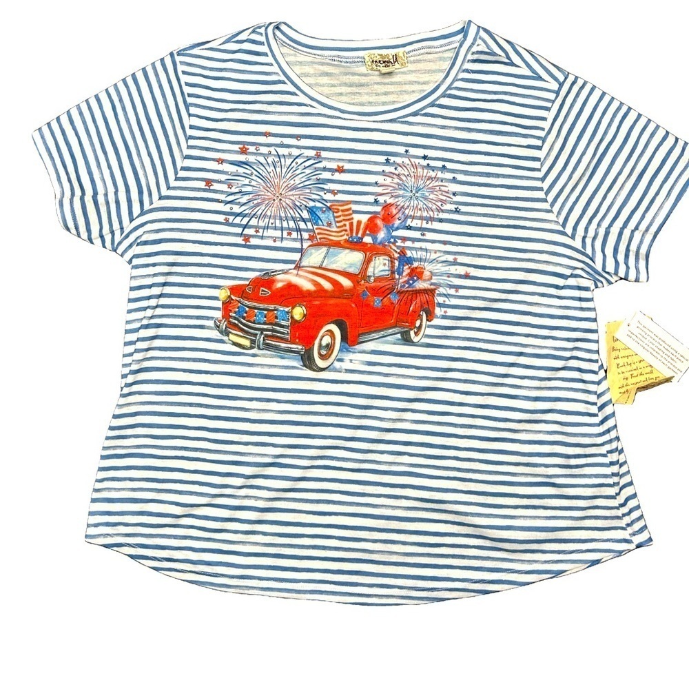 Whimsical Americana Fourth of July grannychic kitschy festive t-shirt NWT M